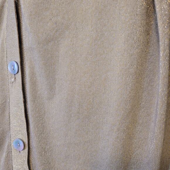 Poof Couture Gold Shimmery Cardigan Sweater Women’s Medium Lightweight Layering - Picture 2 of 9